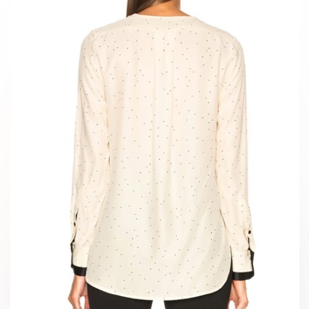 rag & bone silk drape Wrap victor Blouse Long Sleeves cream black womens size xs - Picture 2 of 8